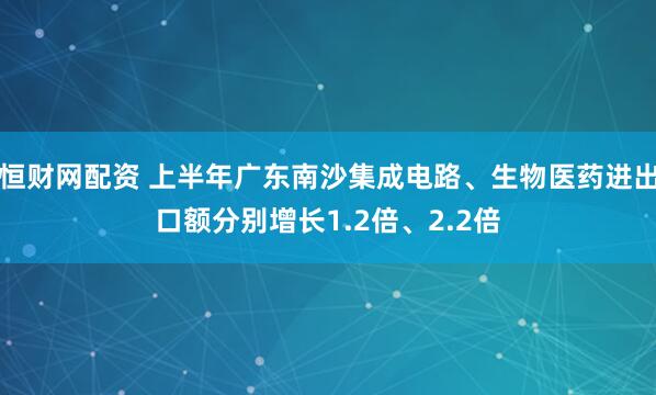 恒财网配资 上半年广东南沙集成电路、生物医药进出口额分别增长1.2倍、2.2倍